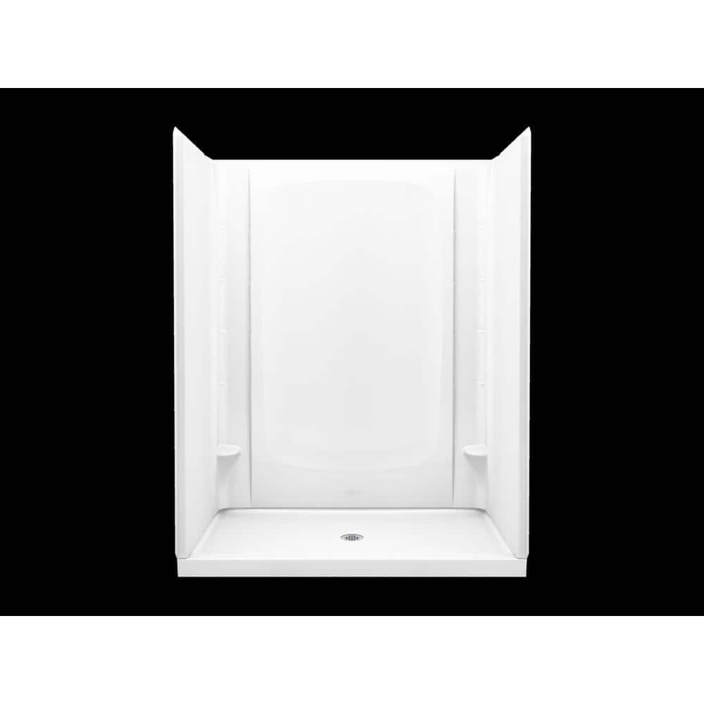 Sterling STORE 60 in x 34 in SingleThreshold Shower Base with Center Drain in White