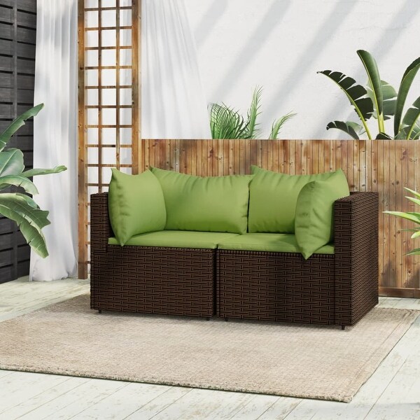 vidaXL Patio Lounge Set with Cushions Brown/Black/Gray Poly Rattan