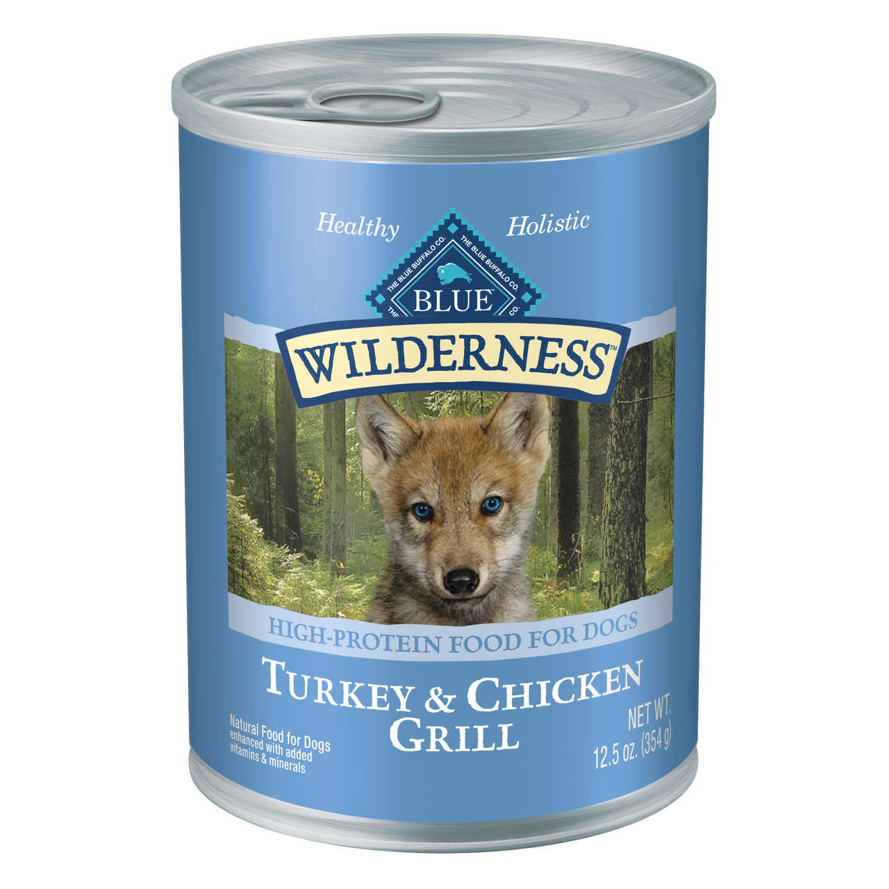 Blue Buffalo Wilderness Grain-Free Turkey and Chicken Grill Puppy Canned Dog Food， 12.5 Oz.