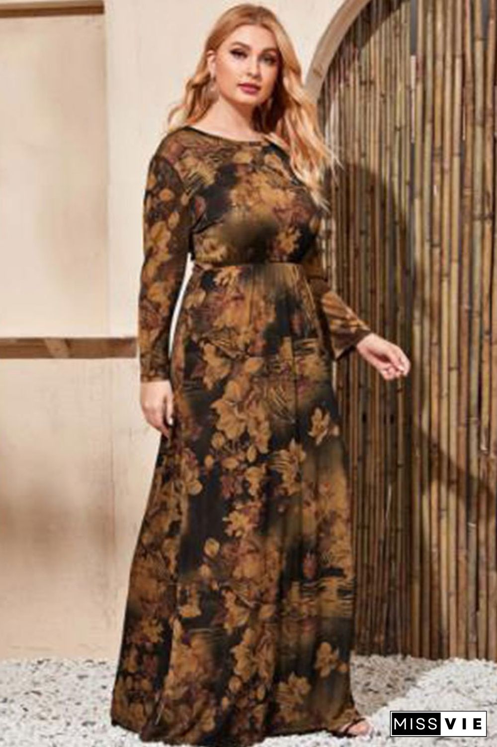 Floral Print Pockets  Vintage Dress P11896