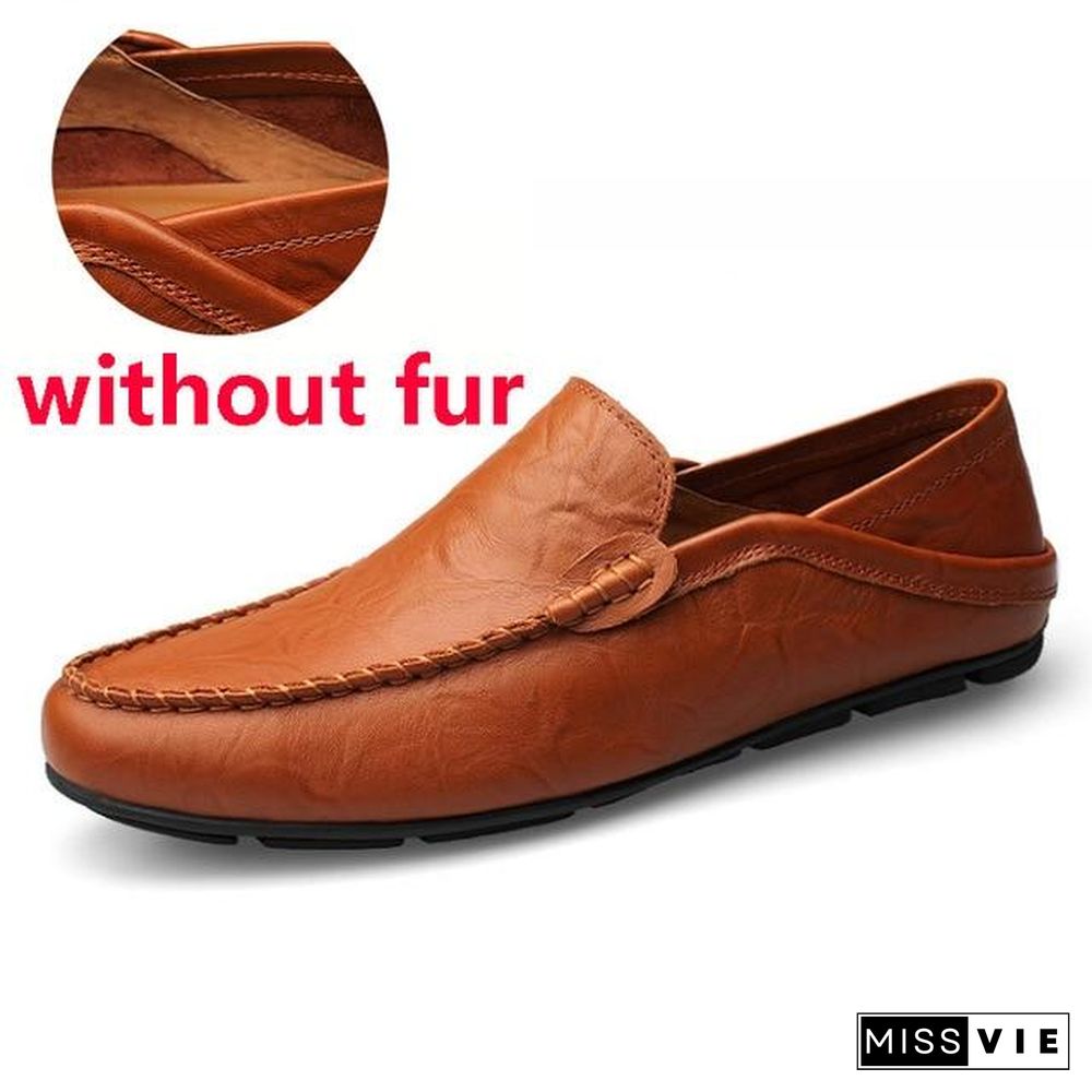 slip on casual men loafers mens moccasins shoes genuine leather men's flats shoes