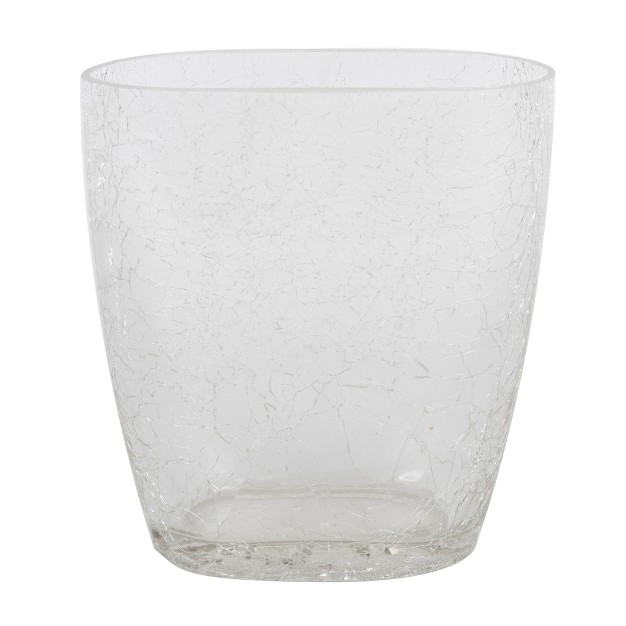 Clear Crackle Glass Oval Vase