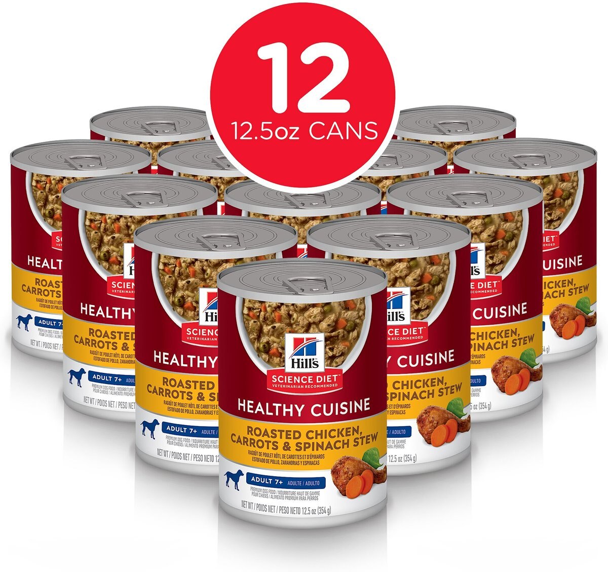 Hill's Science Diet Adult 7+ Healthy Cuisine Roasted Chicken， Carrots and Spinach Stew Canned Dog Food