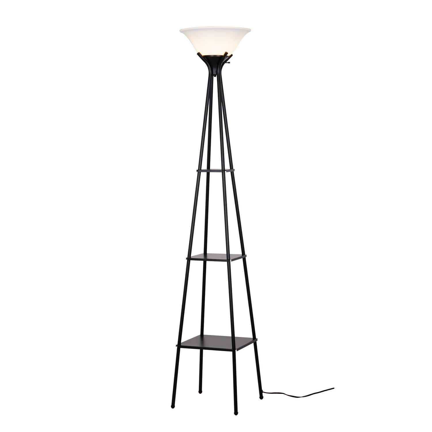 Mainstays 69 Metal Etagere Floor Lamp， Charcoal Finish