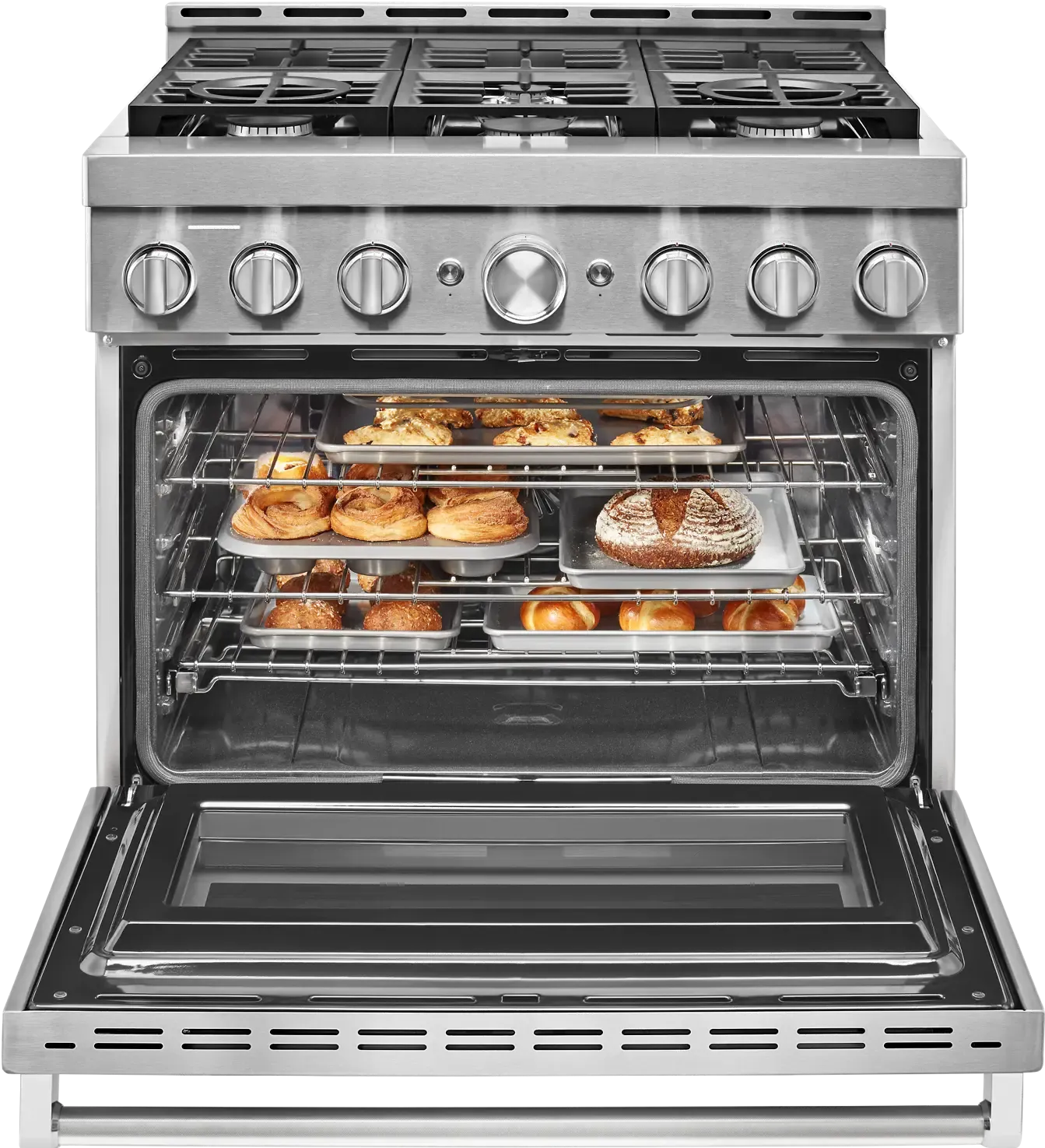 KitchenAid 5.1 cu ft Commercial Style Gas Range - 36 Inch Stainless Steel