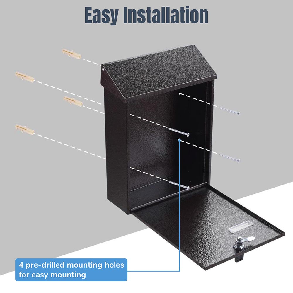 Yescom Lockable Mailbox Wall Mount 16x12x4 in