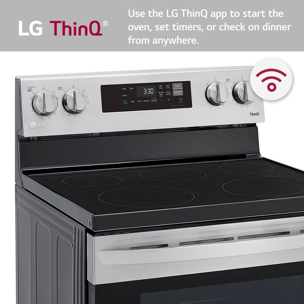 LG 6.3 cu.ft. Single Oven Electric Range with EasyClean Wi-Fi Enabled in Stainless Steel LREL6321S