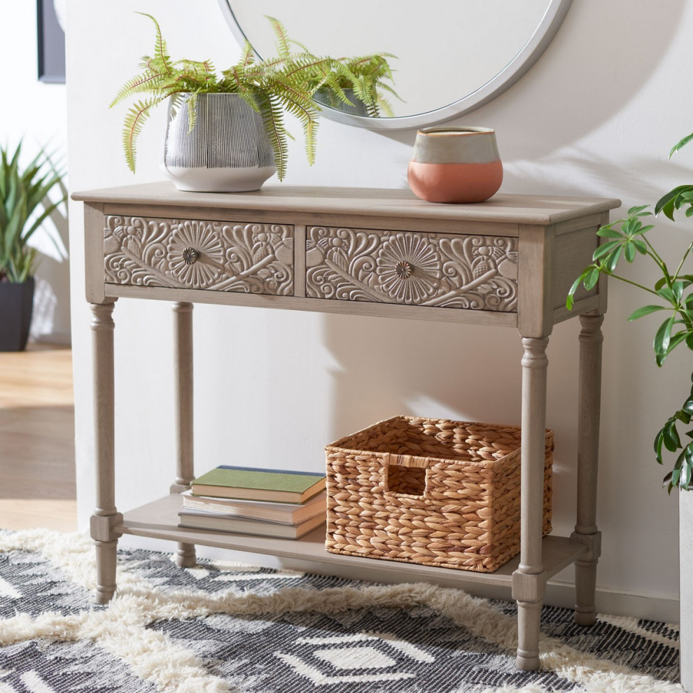 Sutton 2 Drawer Console Greige   French Country   Console Tables   by AED Luxury Home Decor  Houzz