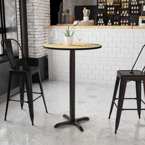 30'' Round Laminate Table Top with 22'' x 22'' Bar Height Table Base