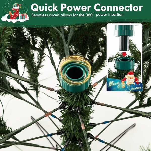 7 Feet Hinged Christmas Tree with 500 LED Lights Remote Control