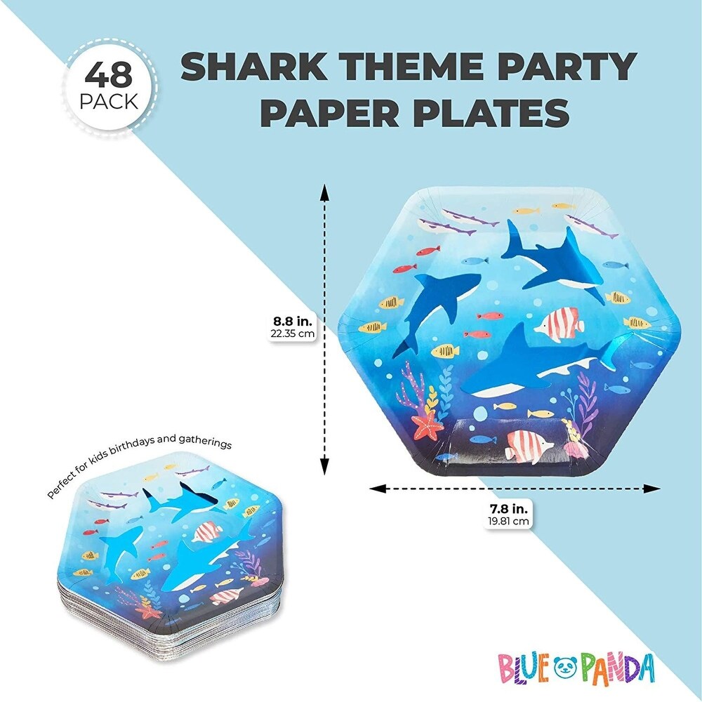 Shark Party Supplies  9 Inch Paper Plates (48 Pack)