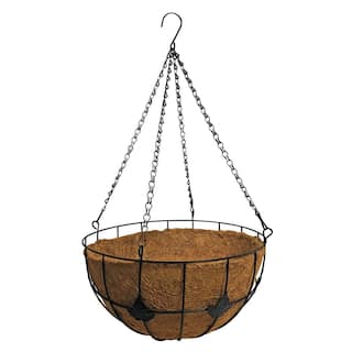 14 in. Metal Hanging Basket Planter with Maple Leaf Coco Liner 18233