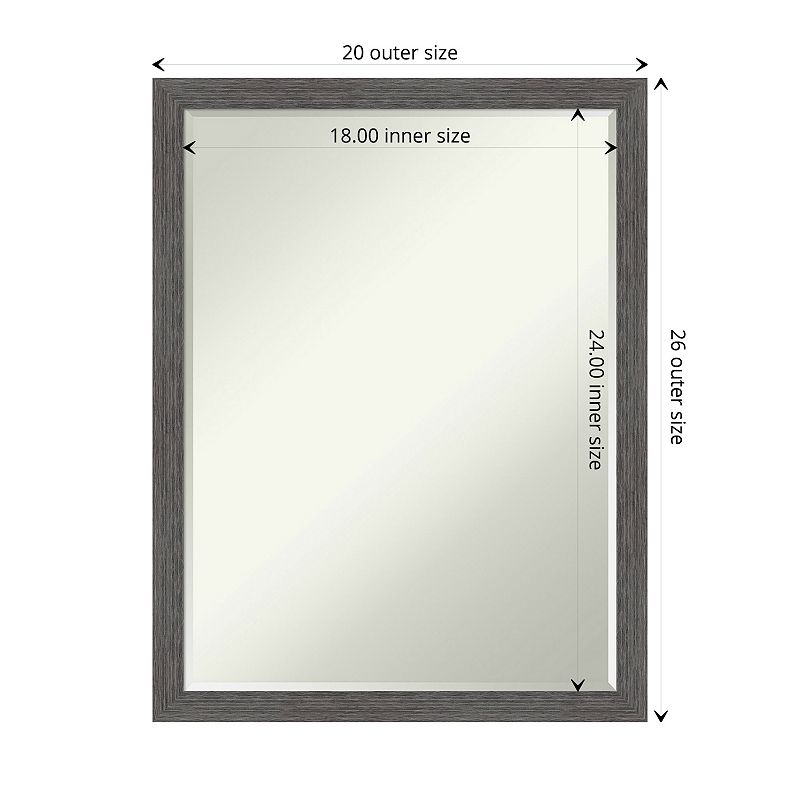 Pinstripe Plank Grey Thin Petite Bevel Bathroom Wall Mirror