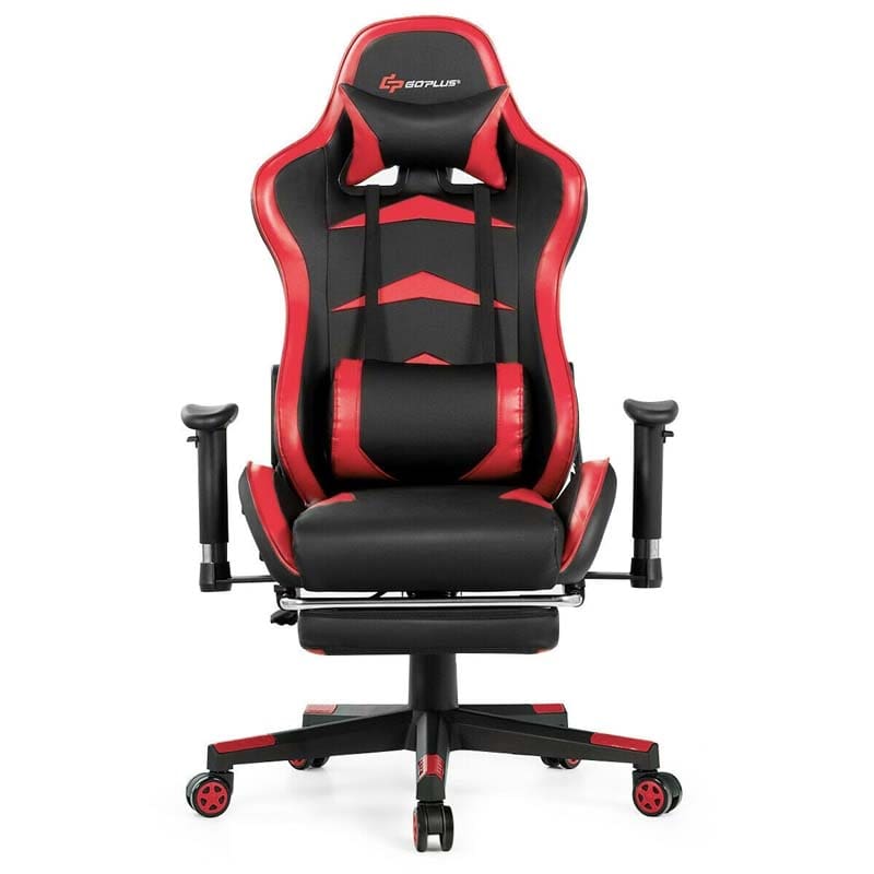 PU Leather Massage Gaming Chair with Footrest, Height Adjustable High Back Ergonomic Gamer Racing Recliner, Swivel PC Game Chair Office Chair