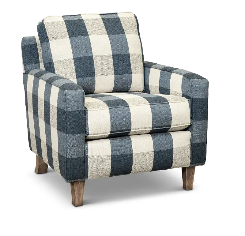 Waco Indigo Blue Gingham Accent Chair