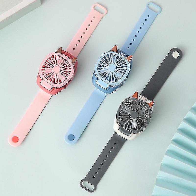 Watch Fan Blue Creative Usb Charging Cartoon Fan Children's Handheld Wristband Electric Fan， 25.5cm Battqx