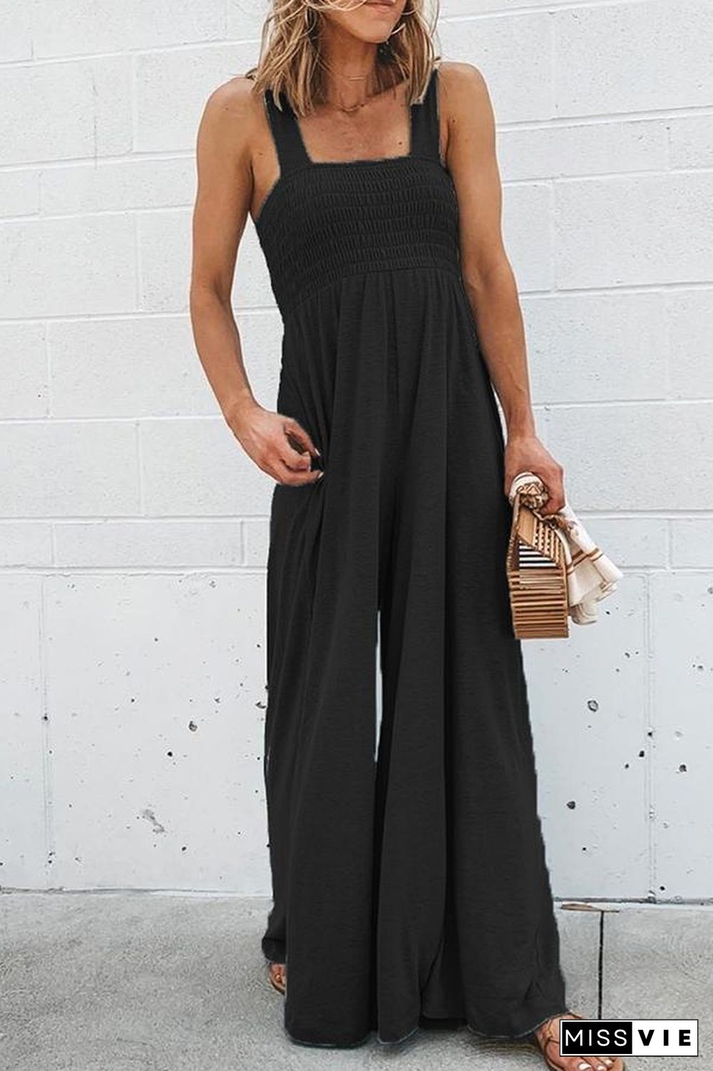 Solid Color Square Neck Wide-leg Jumpsuits (4 Colors) P15078