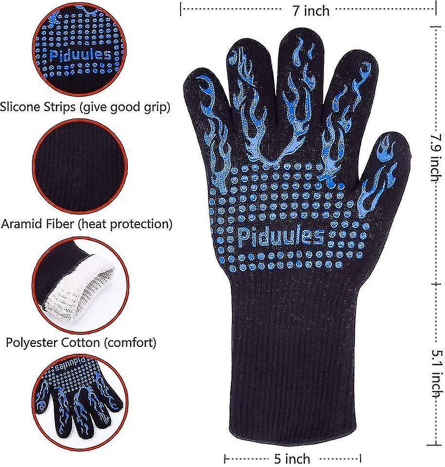 Bbq Tool 35cm 1472f Heat Resistant Non-slip Grill Glove With Elastic Cuff For Frying， Bbq， Cooking，