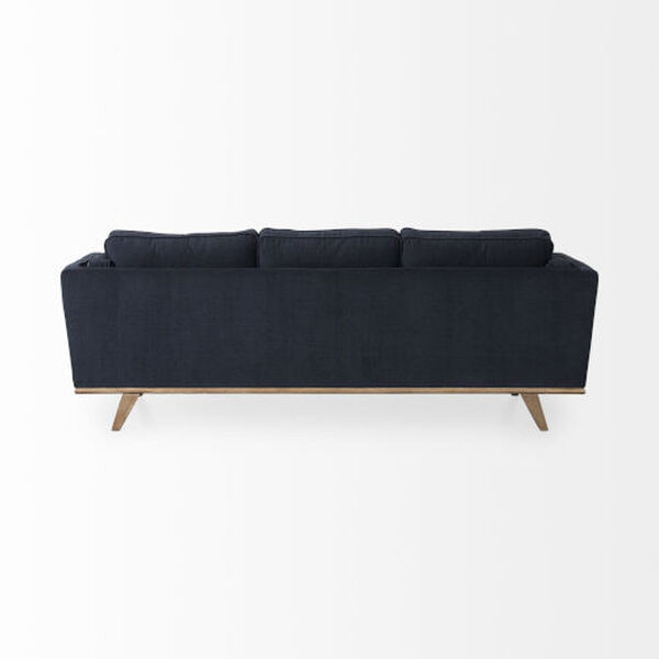 Brooks Navy Blue and Medium Brown Three Seater Sofa