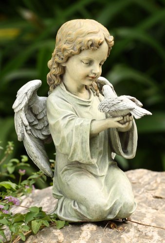 Napco 18569 Kneeling Angel with Dove Garden Statue