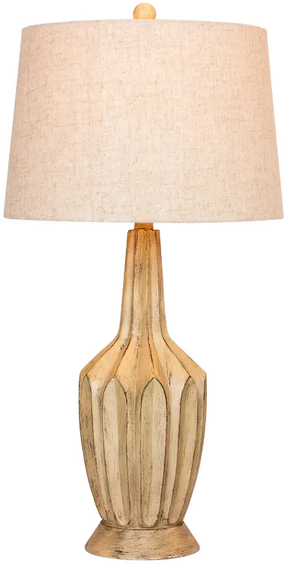 Distressed Beige Resin Table Lamp