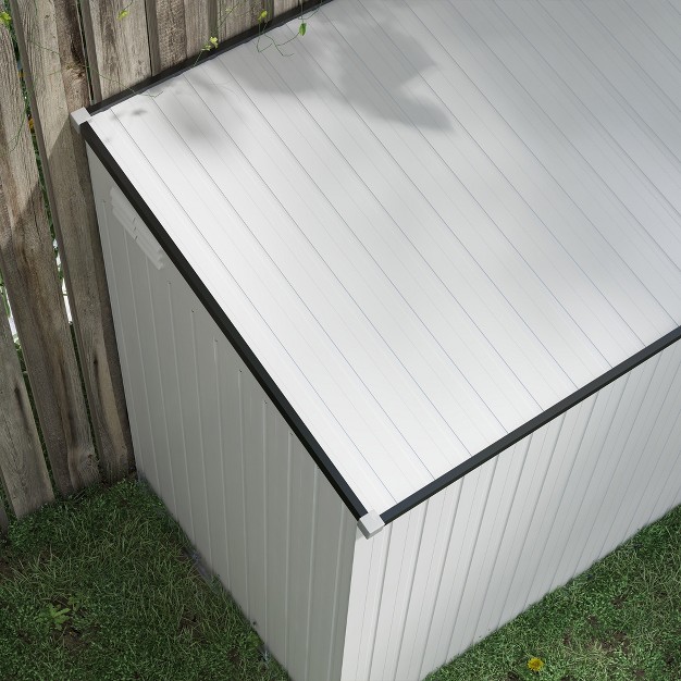 Outsunny 4 x27 X 6 x27 Steel Garden Storage Shed Lean To Shed Outdoor Metal Tool House With Lockable Door amp Air Vents For Backyard Patio Lawn White