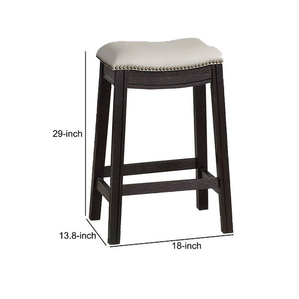 29 Inch Wooden Bar Stool with Upholstered Cushion Seat Set of 2， Gray and Black - 29 H x 13.8 W x 18 L