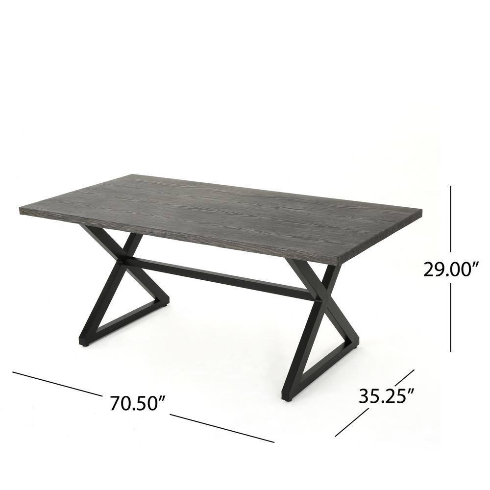 Noble House Rolando Grey Metal Outdoor Dining Table