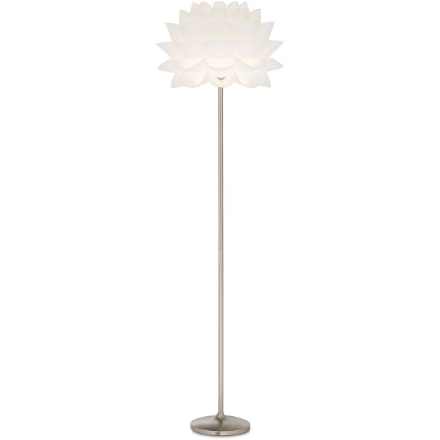 Tall Brushed Steel White Orb Petal Flower Shade Dimmable For Living Room Reading Bedroom Office