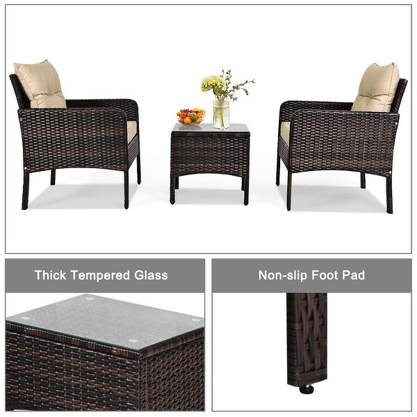 3 Piece Patio Outdoor Rattan Furniture Set - Modern Furniture - Overstock - 37515370