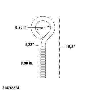 Everbilt 532 in.-32 x 1-58 in. Zinc Eye Bolt (2-Pack) 824081