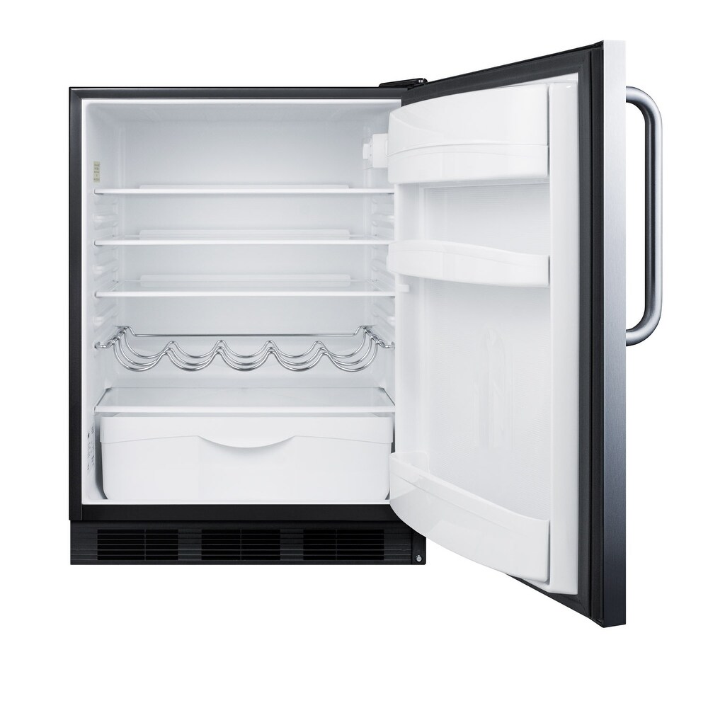 Summit 24 Inch Wide 5.5 Cu. Ft. Compact Refrigerator with Adjustable   Stainless Steel