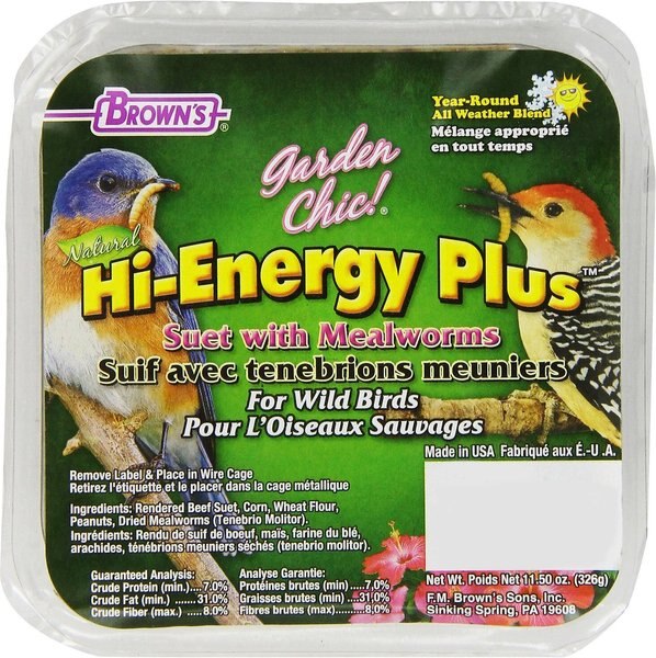 Brown's Garden Chic! Hi-Energy Plus Suet with Mealworms Wild Bird Food