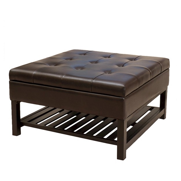 Miriam Wood Storage Ottoman Brown Christopher Knight Home