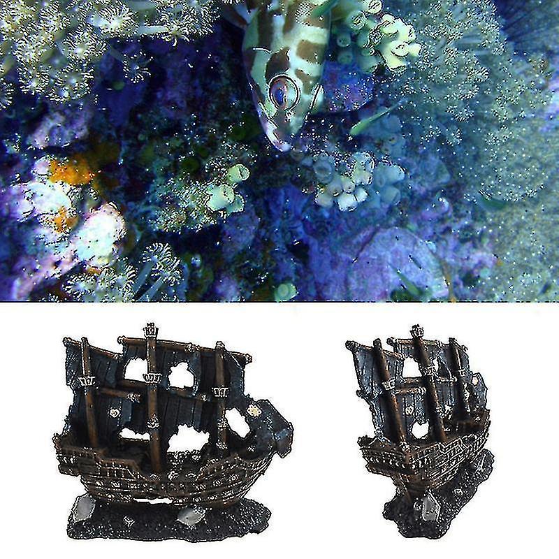 Resin Pirate Ship Decoration Aquarium Beautification Fish Tank Decoration Shipwreck Decoration Ship