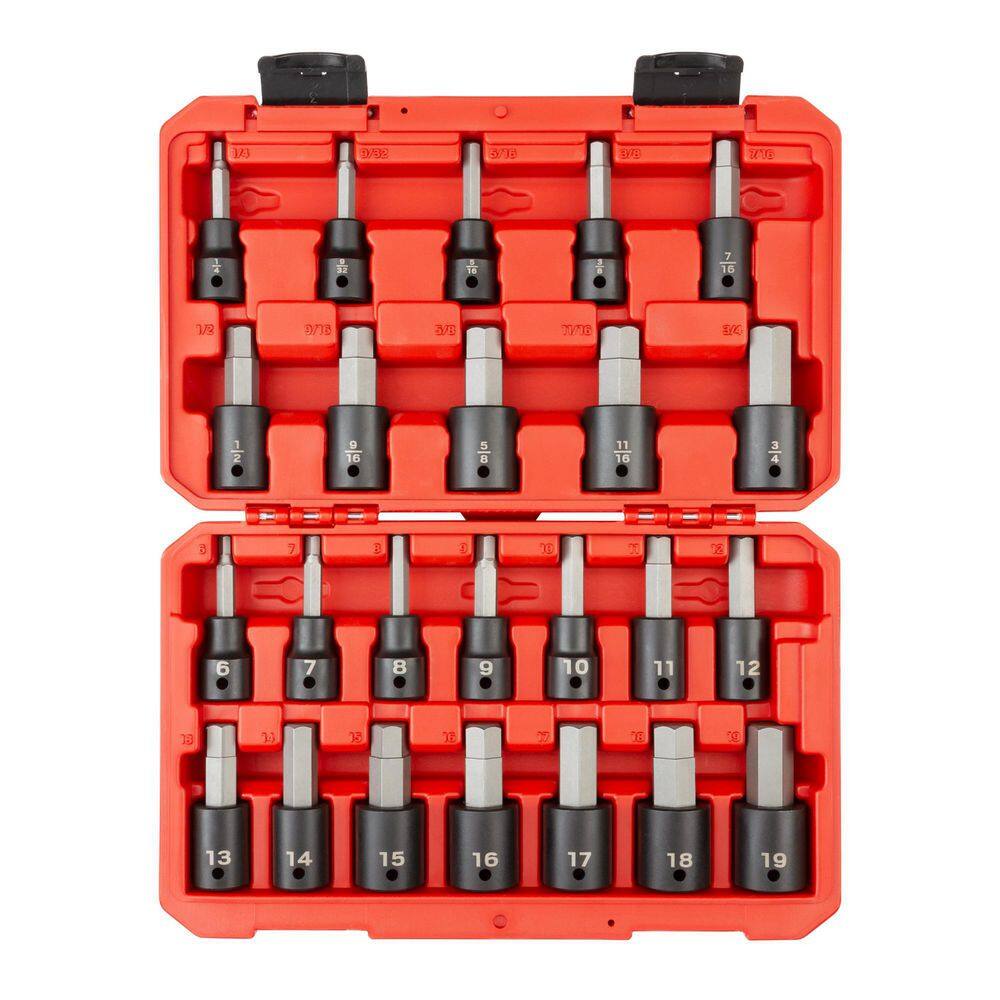 TEKTON SIB92311 1/2 in. Drive Hex Bit Impact Socket Set， 24-Piece (1/4-3/4 in.， 6-19 mm)