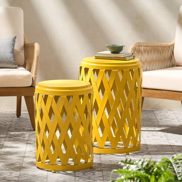 2pcs Iron Tables Lattice Design Lightweight and Stylish