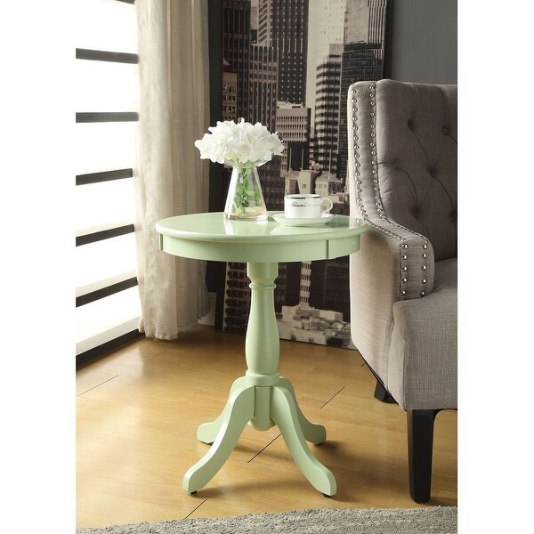 Alger Side Table， Wooden Turned Pedestal with 4 Solid Wood Legs