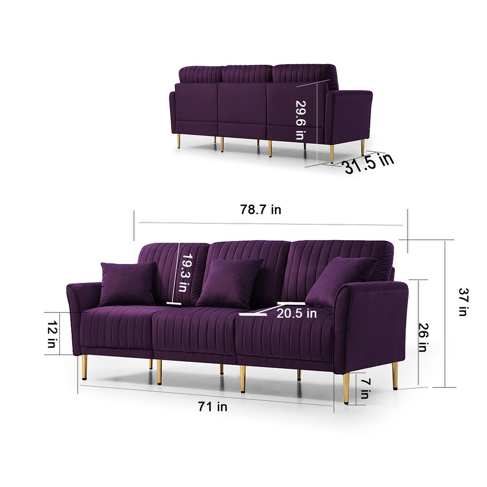 Luxurious Velvet Sectional Sofa Set with Handcrafted Tufting and Reversible Pillows