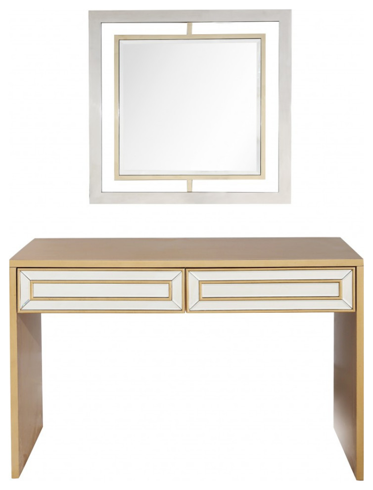 Antiqued Gold Finish Mirror and Console Table   Contemporary   Console Tables   by UStradeENT LLC  Houzz