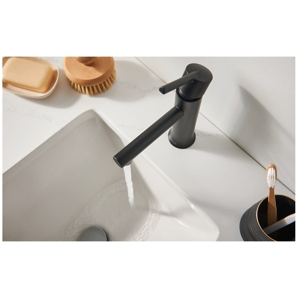 Moen Arlys Bathroom Faucet Black 1 Handle Low Arc Low Profile ;