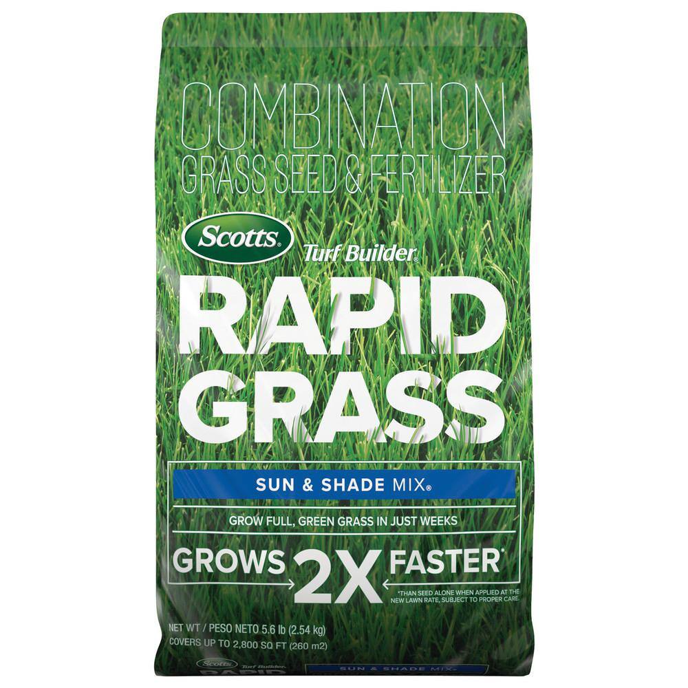 Scotts Turf Builder 5.6 lbs. Rapid Grass Sun  Shade Mix Combination Seed and Fertilizer Grows Green Grass in Just Weeks 18213-1