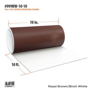 Gibraltar Building Products 10 in. x 10 ft. Royal Brown Over Birch White Aluminum Roll Valley Flashing 999BW-10-10