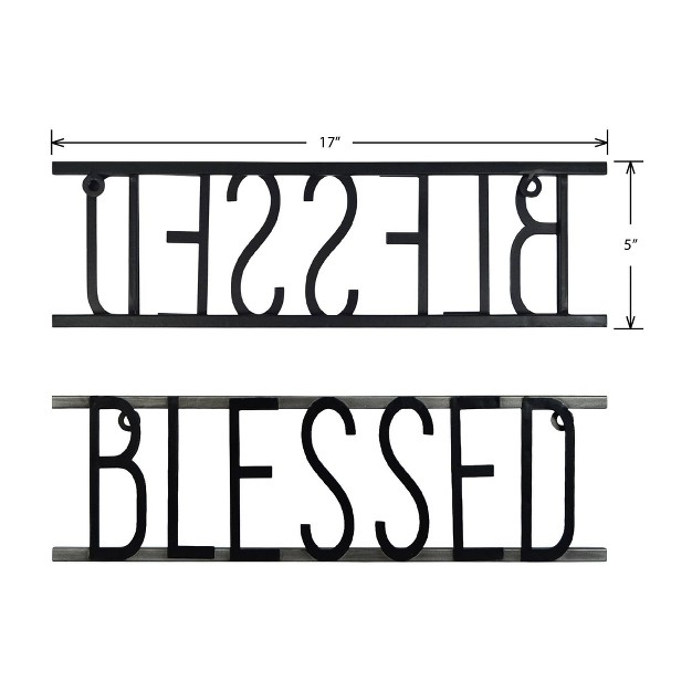 X 18 7 quot Blessed Decorative Metal Wall Sign Black Prinz