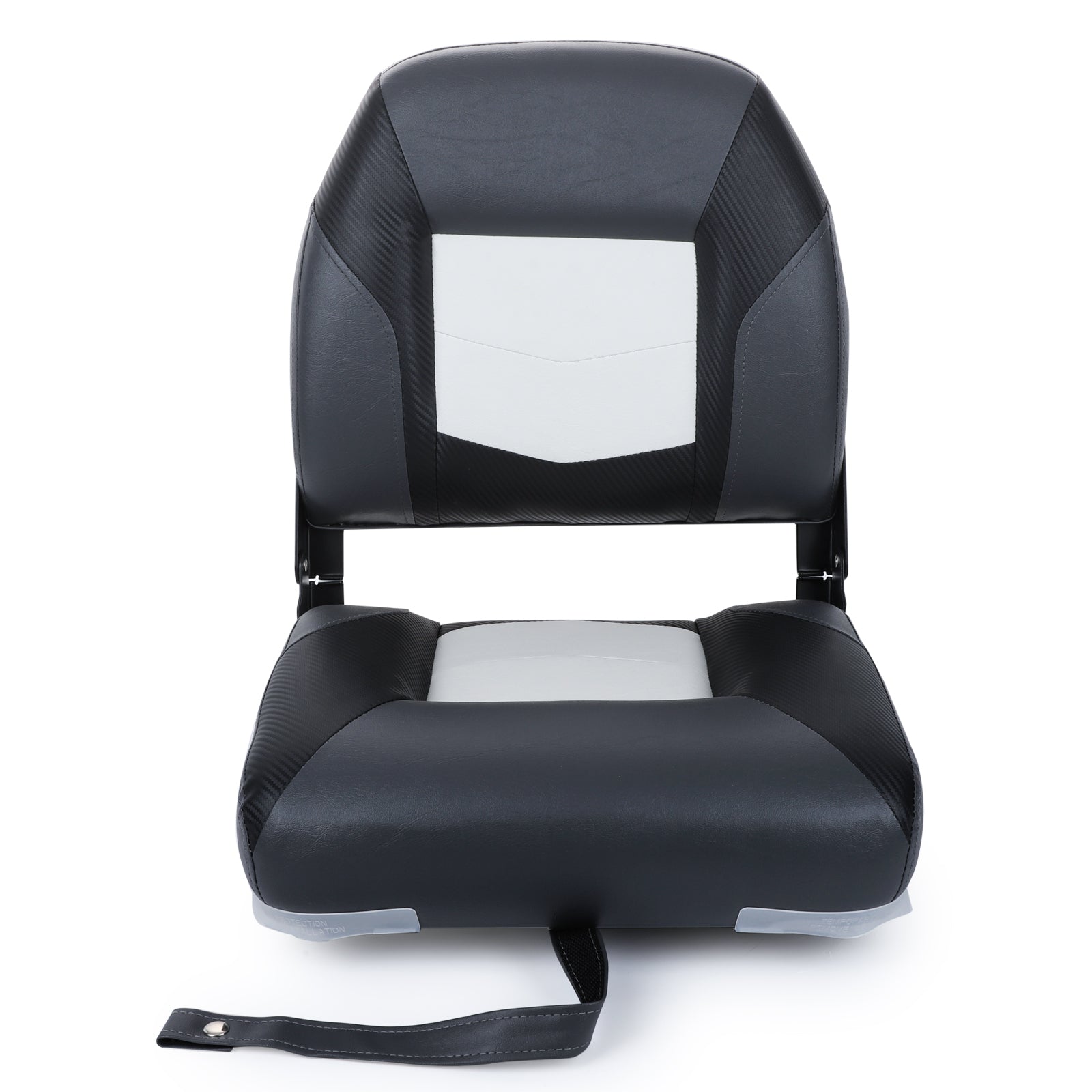 NORTHCAPTAIN Deluxe White/Charcoal/Black Low Back Folding Boat Seat， 2 Seats