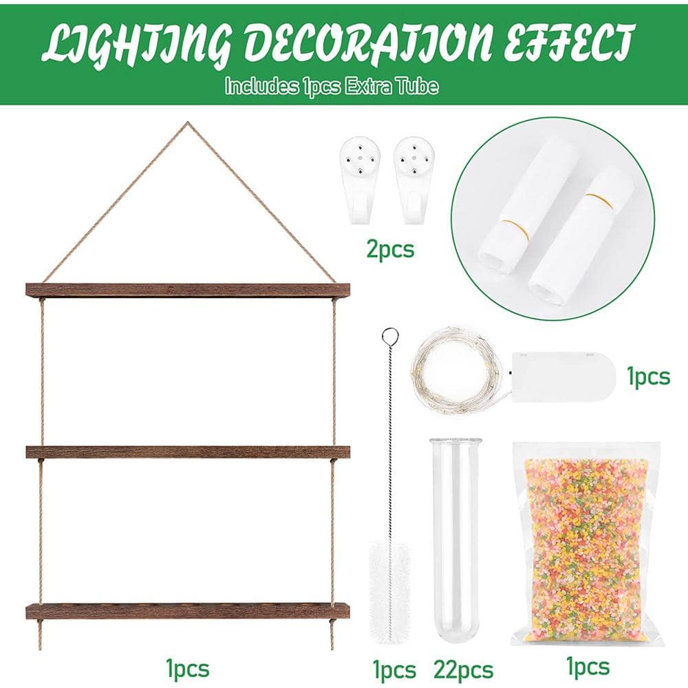 EVEAGE 36 in. x 15.7 in. White Glass Wall Hanging Planter 3 Tiered Propagation Test Tube BHP023-727