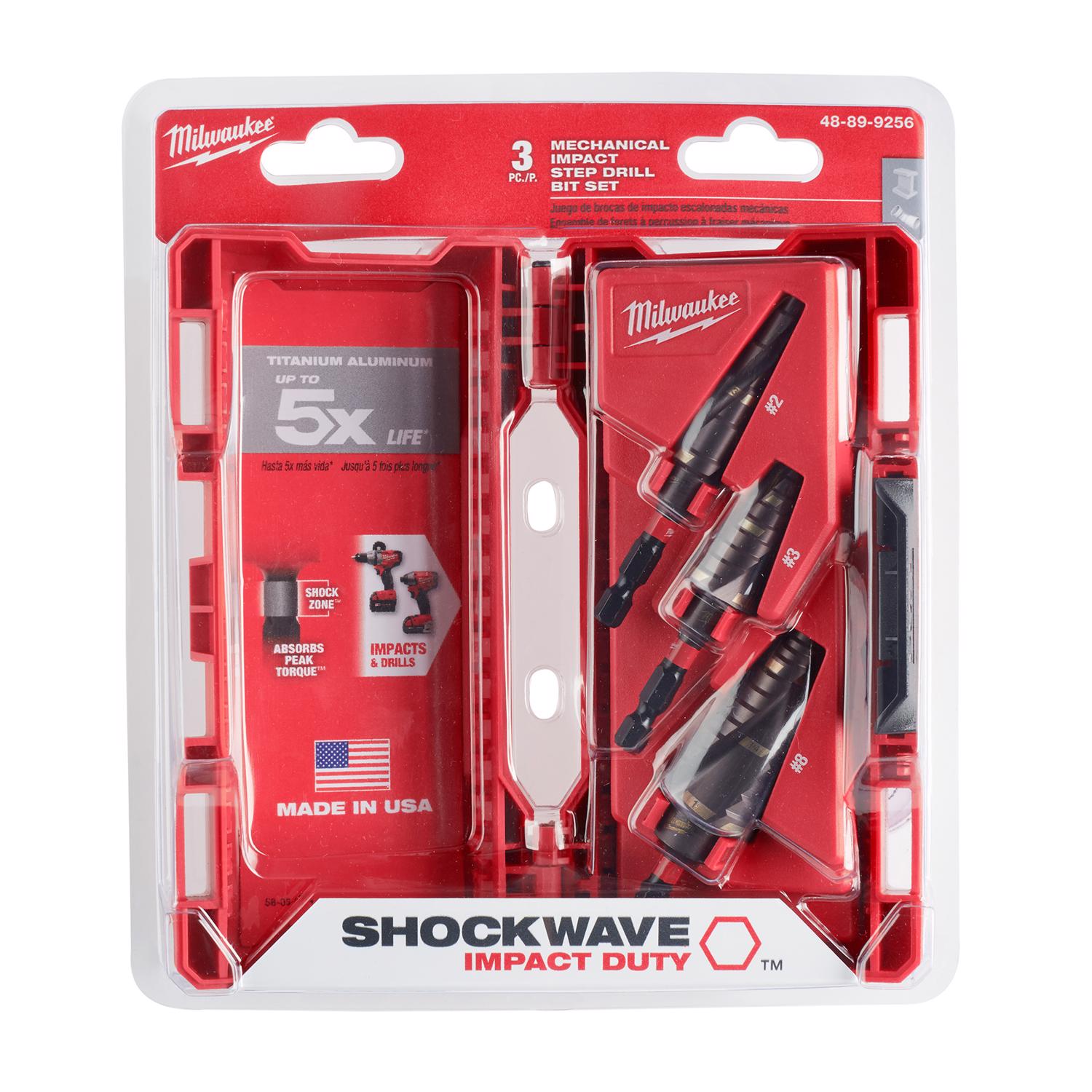 MW Shockwave 3/16 to 1 in. High Speed Steel Impact Step Bit Set 3 pc