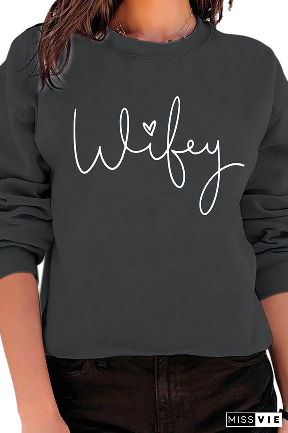 Wifey Print Long Sleeve Sweatshirts Women Wholesale