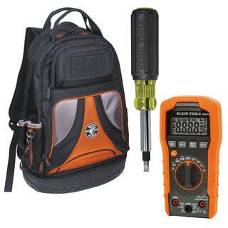 Klein Tools 3-Piece Backpack Multi-bit Screwdriver and 600-Volt Auto-Ranging Digital Multimeter Tool Set M2O41255KIT