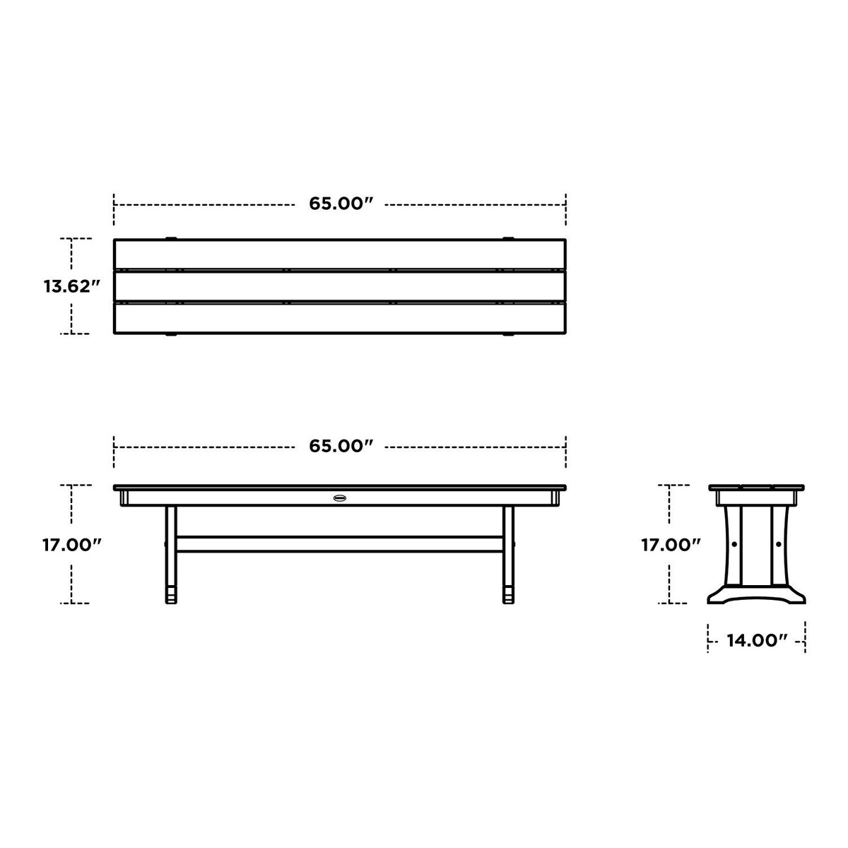 POLYWOOD Farmhouse Trestle 65-Inch Bench